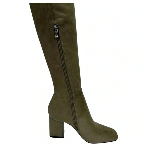 DKNY Cilli Womens OTK Stretch Microsuede Light Military Green Boots Size 5M - Picture 13 of 16